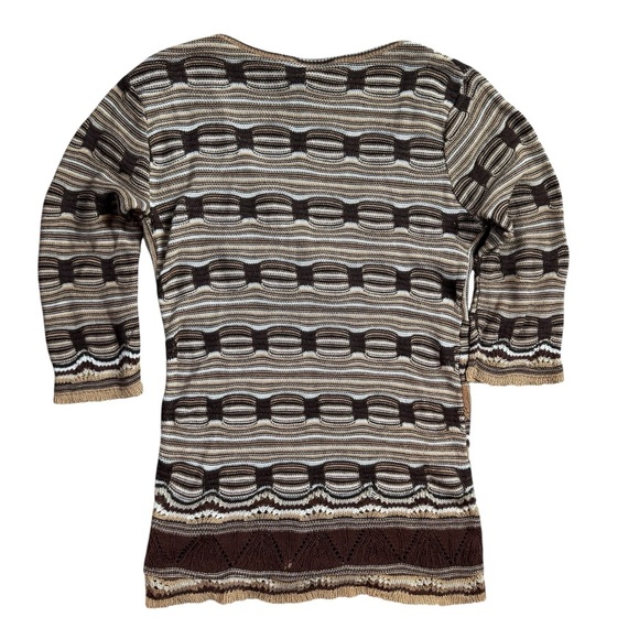 Vintage Y2K Seduction Earth Tone V Neck Knit Top - Picture 4 of 7